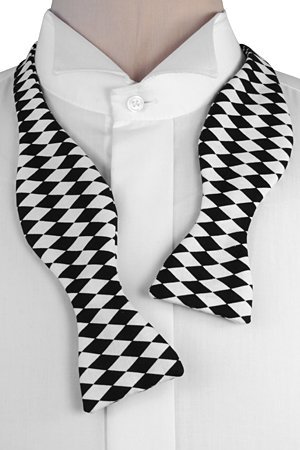 Swagger & Swoon Self-Tie Black & Ivory Harlequin Bow Tie