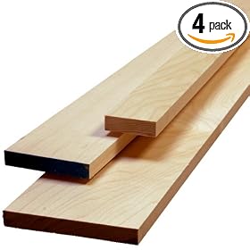 Nucasa M1/2X3-8 S4S .5 by 3 Flat Stock Lumber, Unfinished Maple, .4375-Inch by 2.5-Inch by 96-Inch, 4-Pack