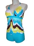 Womens MW Tankini Boyshorts Swimsuit, Swimwear, Crisscross Back, Multiple Prints, S-xxl