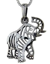 Sterling Silver Filigree Elephant Pendant, 1 1/4 inch tall
