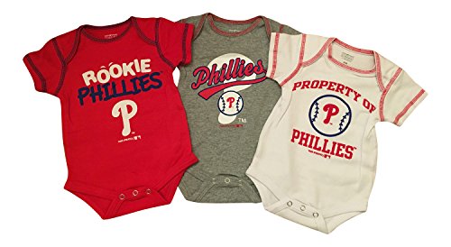 MLB Boys Phillies Infant Onesie 3-Piece Set