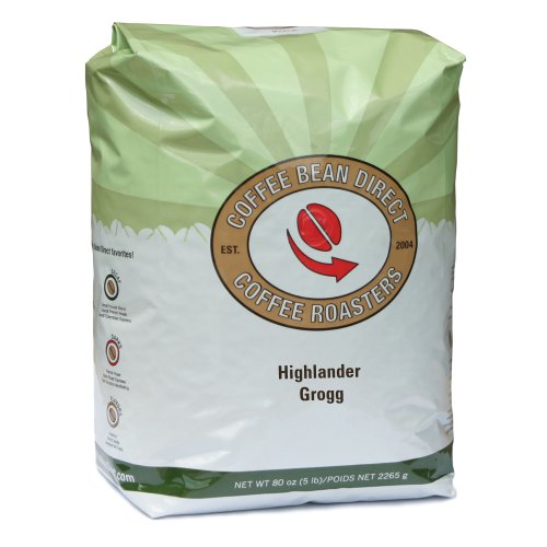 Coffee Bean Direct Highlander Grogg Flavored, Whole Bean Coffee, 5-Pound Bag