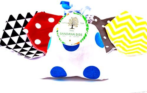 Baby Bandana Drool Bibs with Snaps, 4-Pack Super Absorbent Cotton, Unisex Baby Gift