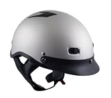 DOT Outlaw Flat Silver Vented Half Face Motorcycle Helmets