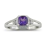 Sterling Silver Amethyst and Diamond Ring (3/4 cttw)