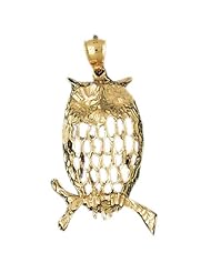 Dazzlers Solid 14k Gold Owl Charm Pendant Available in three colors from jewelsberry (weights: 10.5 grams only)