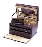 Wolf Design Medium Burgundy Leather Jewel Case 10.25