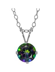 1.50 Ct Round Green Mystic Topaz 925 Sterling Silver Pendant With Chain