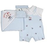 Preemie Boys 4pc Mommy's Little Sailor Romper Set w/ Blanket.