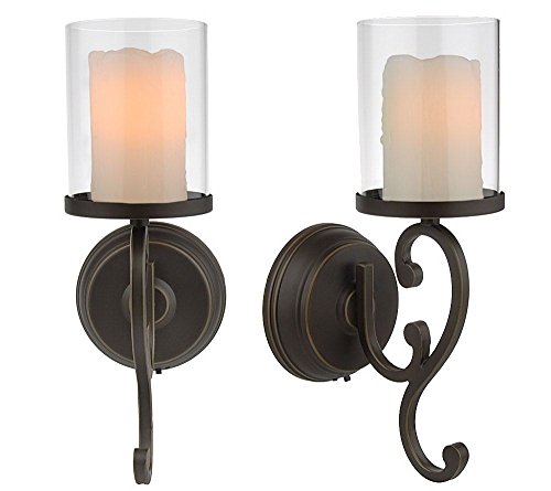 Candle Impressions Flameless Candle Wall Sconces w/ Timer and Duracell Batteries Included - Set of 2