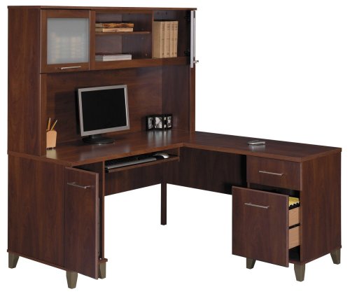 L-Desk 60 and Hutch Set - Somerset Collection - Bush Office Furniture - WC81730-31