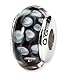 925 Silver White Circles Black Hand Blown Glass title=