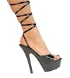 6 Inch Sexy Black Shoe Strappy Ankle Wrap Mid Platform Sandal
