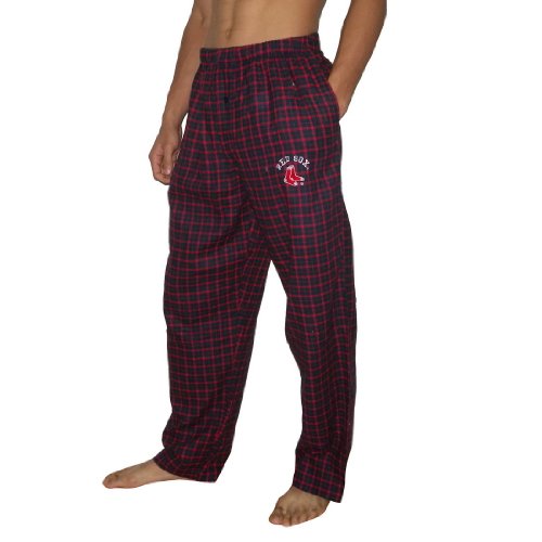 Mens MLB Boston Red Sox Plaid Cotton Thermal Sleepwear / Pajama Pants - Blue & Red (Size: M)