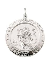 25.00 Mm Sterling Silver St. Christopher Medal W/ 24 Inch Chain