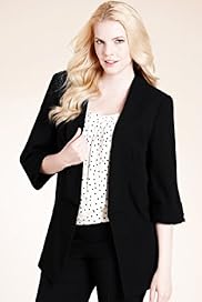 Plus Shawl Collar 34 Sleeve Plain Jacket