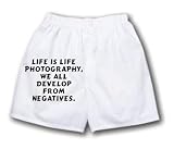 White Boxer Short with Life is life photography, we all develop from negatives.