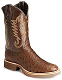 Men's Justin 11 Flexible Full Quill Ostrich Pull On Western Cowboy Boots