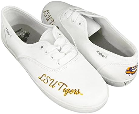 LSU Tigers Splendid White Lace Up Womens Shoe:Ladies 5