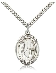 Our Lady Star of the Sea Medal, Sterling Silver, Large, Quarter Size