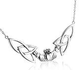 Sterling Silver Celtic Claddagh Trinity Knot Adjustable 18 Necklace