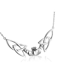 Sterling Silver Celtic Claddagh Trinity Knot Adjustable 18" Necklace