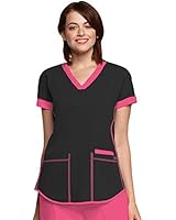 NrG by Barco Women's 3 Pocket Squared V-Neck Scrub Top