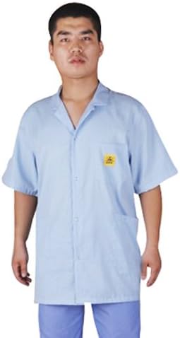 Maxsharer Unisex Antistatic Short Sleeve Shirt Size XL Color Light Blue