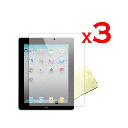 For Apple Ipad 2 New Premium Reusable Screen Protector with Cleaning Cloth (pack of 3)