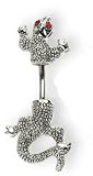 Red Eyed Chameleon Split 2 Piece Lizard Gecko Belly Navel Ring piercing bar