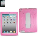 HEAVY DUTY HYBRID CASE FOR IPAD2 FITTING CASE TWO PIECE FOR EXTRA PROTECTION ONE HARD PLASTIC INSIDE ONE OUTER SILICONE FOR COMFORTABLE TOUCH FEELING AND BETTER GRIP. ((PINK)) + 1x Screen Protector Free. 1x dungza stylus pen.
