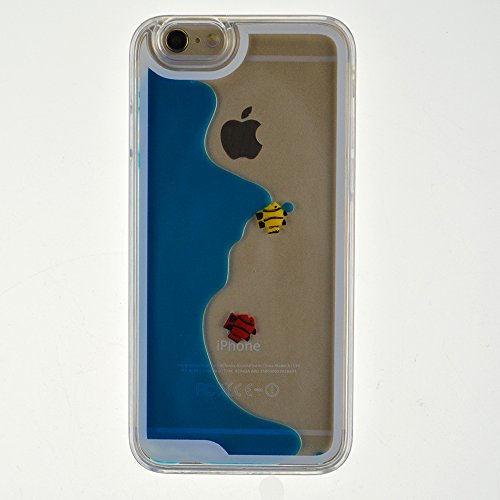 iPhone 6 6S Case Liquid Cover Aquarium Fish Tank Dynamic Liquid Clear Plastic 3D Flowing Plastic Hard Case Cover for iPhone 6 6S 4.7"-Blue