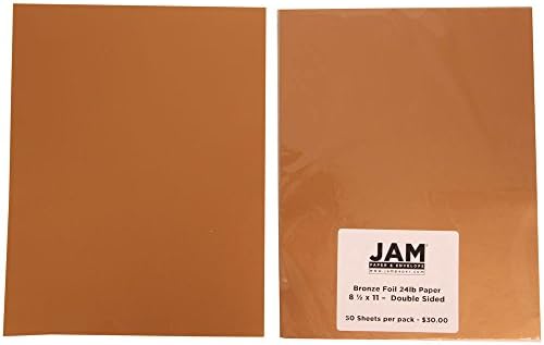 JAM PAPER Foil 24lb 2-Sided Paper - 8.5 x 11 - Bronze - 50 Sheets/Pack