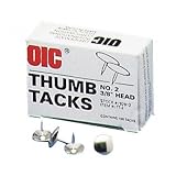 Officemate Thumb Tacks, 3/8 Steel Heads, 100/BX