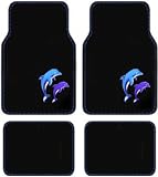 Front & Rear Car Truck SUV Carpet Floor Mats - Blue & Purple Ocean Dolphins