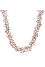 Sterling Silver High-Luster Twisted Three-Row Cultured Freshwater Pearl Strand (4-8mm) , 18"