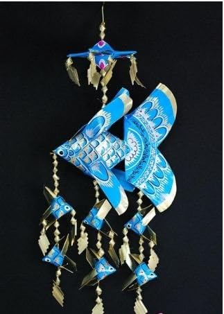 Handmade Small Fish Festoon Mobile with 6 Babies (Blue), Product of Thailand + Free Shipping Worldwide