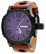 Adee Kaye #AK7211-MIPB Men's Black IP Purple Dial Oversized Mondo G2 Quartz Watch
