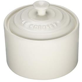Le Creuset Stoneware Sugar Bowl with Lid, Almond, 300 ml