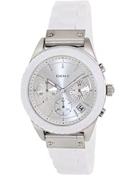 Dkny Womens NY8579 White Silicone Analog Quartz Watch with Silver Dial