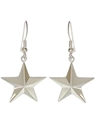 Jewelry: 7/8" Nautical Or Military Star Stamping Earrings, Quality Made in USA!, in Silver Tone - GirlPROPS