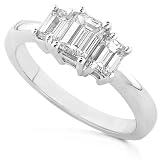 1.00ctw Platinum Classic Three Stone Emerald-cut Diamond Ring (HI/SI1)