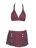 Quiksilver Leilani Red Skirted Halter Bikini Swimsuit Set