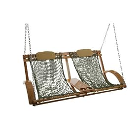 Deluxe Bent Oak Porch Swing Rollup - Meadow by 