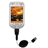 Retractable USB Cable for the HTC Harrier with Power Hot Sync and Charge capabilities - Gomadic Brand w/ TipExchange Technology