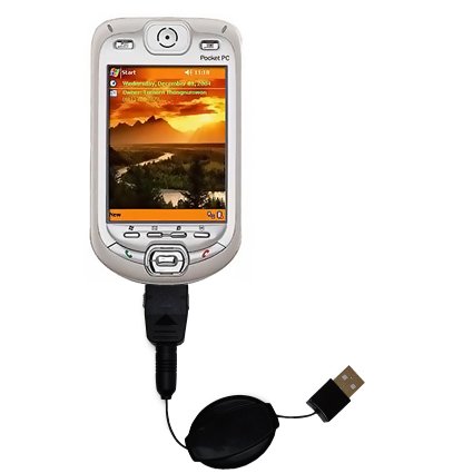 Retractable USB Cable for the HTC Harrier Smartphone with Power Hot Sync and Charge capabilities - uses Gomadic TipExchange Technology