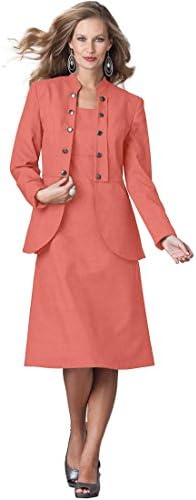Roamans Women's Plus Size Military Jacket Dress (Dusty Coral,30 W)