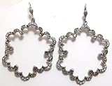 Anne Koplik Designs Large Open Scalloped Edge Flower Earrings with Swarovski Crystals