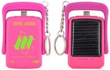 Neon Green Solar External Battery Pack for USB Micro Connector Phones - Retail Packaging - Pink