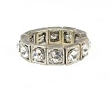 Ring - R36 - Swarovski (tm) Crystal Stretch - Square Style - Size Med ~ Clear